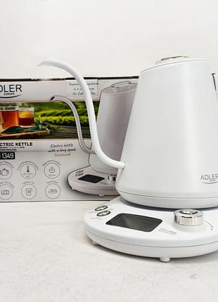Электрочайник adler ad 1349 1л 900вт gooseneck с точным контролем температуры white