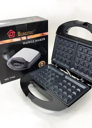 Вафельница domotec ms-7705 электрическая с антипригарным покрытием 1000 вт, электро вафельница