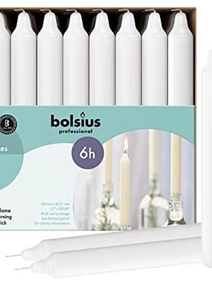 Свеча столовая bolsius 180/21 белая 45 шт