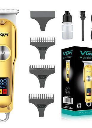 Триммер для волос и бороды vgr v-290 led display 3 насадки, машинка для стрижки волос домашняя