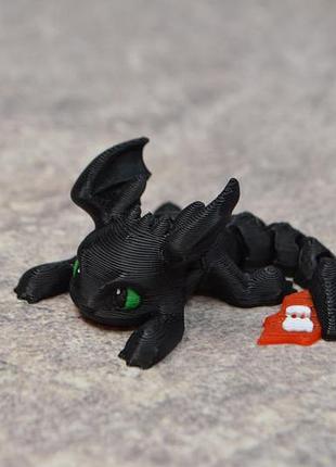 3d-игрушка дракон, подвижная гибкая фигурка, игрушка-антистресс, pla-пластик, цвет под заказ чорний