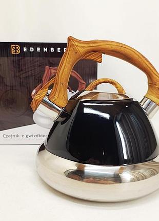 Чайник для плити edenberg eb-8823 нержавіюча сталь для газової електричної індукційної плити 3л black