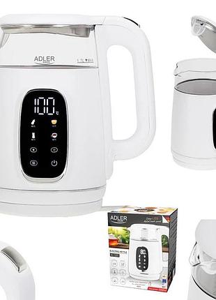 Чайник електричний adler ad 1305 1.7л 2200вт white silver