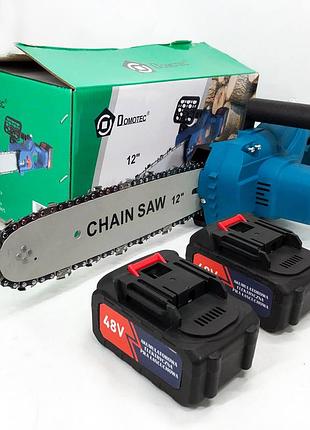 Аккумуляторная цепная пила chain saw 12'' (30см) domotec цепная пила на аккумуляторах для дома