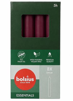 Свеча столовая bolsius wine red 170/20мм 8шт
