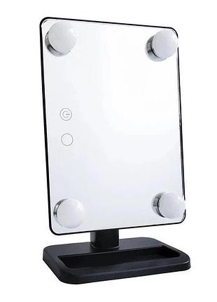 Настольное зеркало для макияжа cosmetie mirror 360 rotation angel с подсветкой black
