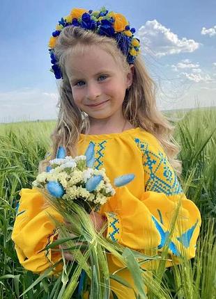 Плаття для дівчинки ластівки розміри 104-158 дитяче святкове плаття з габардину прямий крій у комплекті 122