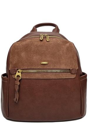 Рюкзак маленький женский экокожа коричневый арт.cm8675 l.brown davidjones франція