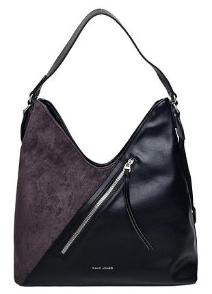 Модна жіноча сумка-мішок екошкіра чорний арт.cm8597 black davidjones французька