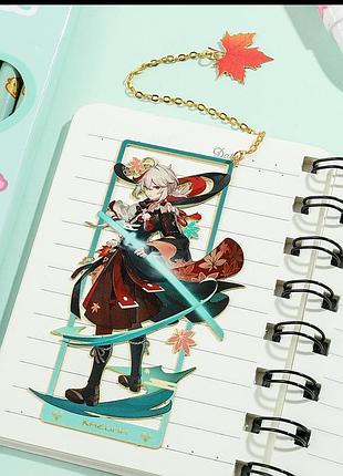 Аниме металлическая закладка для книг сказуха genshin impact kazukha геншин импакт