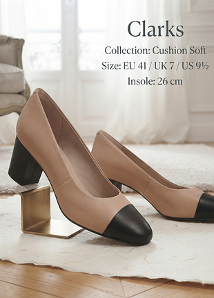Туфли clarks, 41 размер (9 1/2), стелька 26 см, каблук 4 см
