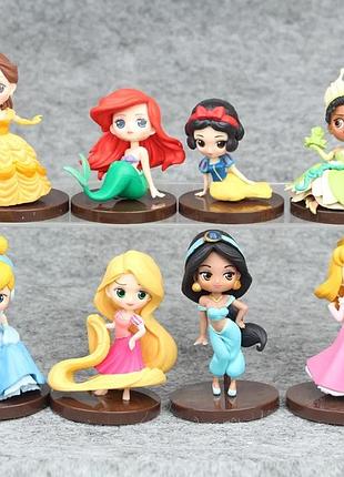 Набір фігурок принцес дісней 8 шт disney princess колекційні рапунцель білосніжка аріель попелюшка аніме