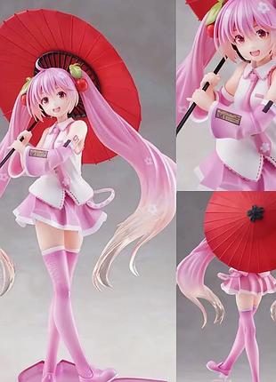Аніме фігурка сакура хацуне міку 20 см вокалоїд sakura hatsune miku anime figure з двома довгими хвостиками