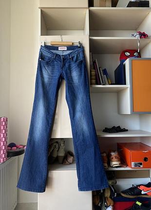 Длинные синие шикарные джинсы клёш bootcut fiorucci