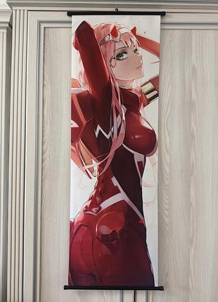 Великий аніме гобелен 120х40 см 02 з аніме милий у франксі darling in the franxx плакат на стіну 120*40