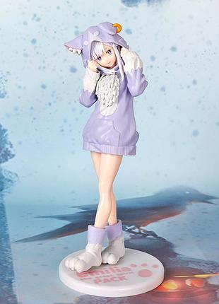 Аниме фигурка эмилия re:zero 21 см в образе котика жизнь в альтернативном мире с нуля emilia