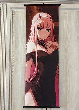 Великий аніме гобелен 120х40 см 02 з аніме милий у франксі darling in the franxx плакат на стіну 120*40