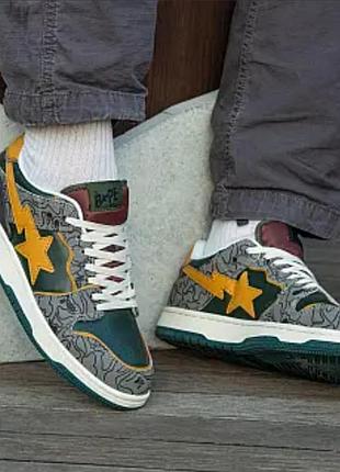 Кросівки чоловічі шкіряні у камуфляжному окрасі bape sk8 sta