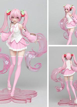 Аніме фігурка сакура хацуне міку 19 см вокалоїд sakura hatsune miku anime figure з двома довгими хвостиками