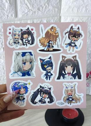 Стойкерпак некопара 9 наклеек ванила чокола наклейки вырезанные nekopara
