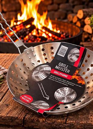 Перфорированная сковорода для гриля и барбекю grill meister из нержавеющей стали