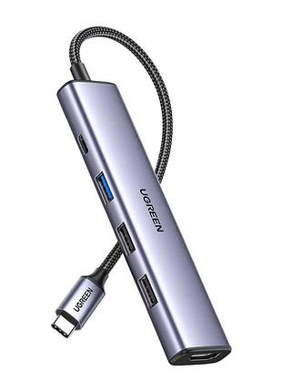 Usb-хаб ugreen cm478 usb-c to hdmi+1xusb3.0 a+2xusb2.0 a+pd power converter