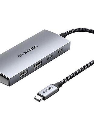 Usb-хаб ugreen cm480 usb-c to 2× usb 3.2+2×usb-c adapter 10g (ugr-30758)