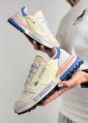 Женские кроссовки lacoste elite active beige blue pink