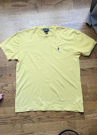 Жовта бавовняна футболка від бренду polo ralph lauren