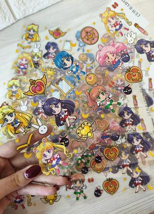 Набір вінілових наклейок 25х11,5 см сейлор мун sailor moon для скла, ноутбуків, скейтів та інших поверхонь