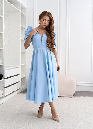 Коктейльная платья прозрачная спина 24049 голубая 2xl