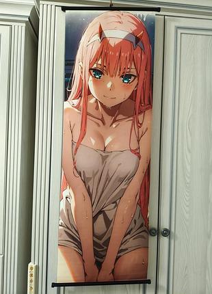 Аніме гобелен 120×40 см великий персонажа 02 коханий милий у франксі, darling in the franxx плакат тканинний