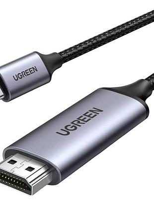 Кабель ugreen mm142 usb-c to hdmi male to male cable aluminum shell 1.5m (gray black)(ugr-50570)
