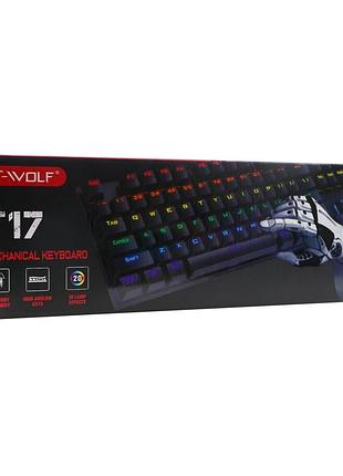 Ігрова клавіатура t-wolf t17 механічна, дротова, з led-підсвіткою, чорна