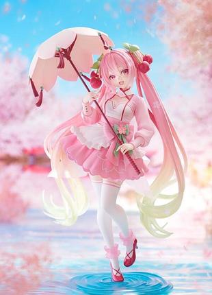 Оригинальная аниме фигурка 21 см вокалалоид сакура хацуне мику от taito, hatsune miku - sakura dress ver.