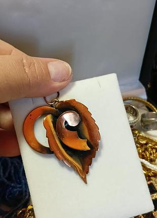 Кулон підвіска copper, американський вінтаж, маркування було на ланцюжку, листя візерунки