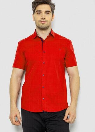 Чоловіча хлопково-еластична надрукована сорочка — класичний крій m, червоний