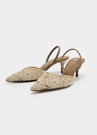 Слінгбеки на підборах kitten heel zara нова колекція