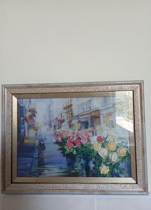 Картина,вишита стрічками