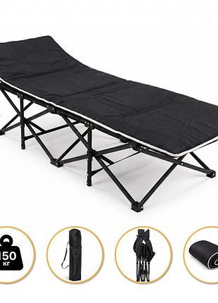Туристическая походная раскладушка с mesh-матрасом leobro black (lb-cc-l1-blk)