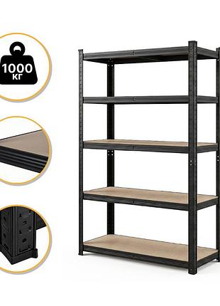 Стелаж leobro premium black 180 х 100 х 50 см, 200 кг/полка, 5 полиць (lb-r129)