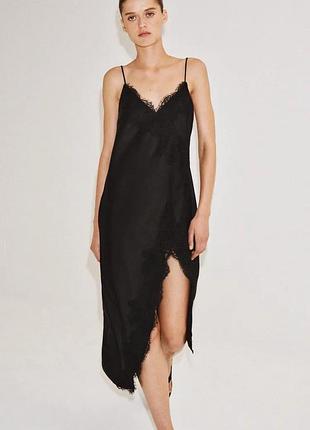 Атласное платье zw collection с кружевом м