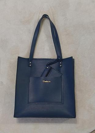 Сумка синяя 34х34х8 fashion туречка