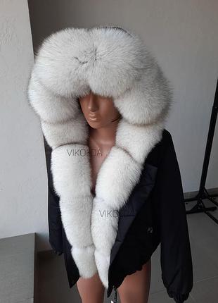 Жіноча куртка бомбер з натуральним хутром песця з 42 по 60 розміри