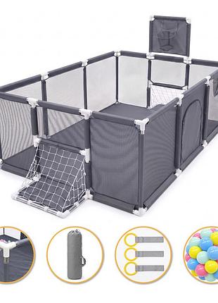 Детский манеж leobro multisport 120 x 180 см серый (lb-1137)