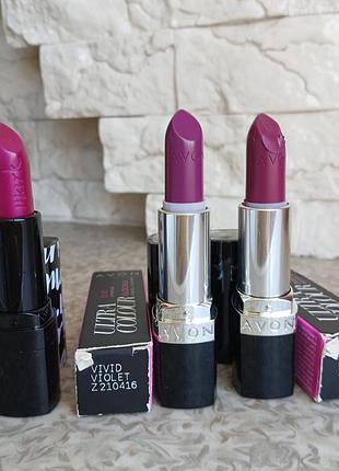 Помады avon сливово-вишневые оттенки марк luv u,ультра vivid violet,power plum