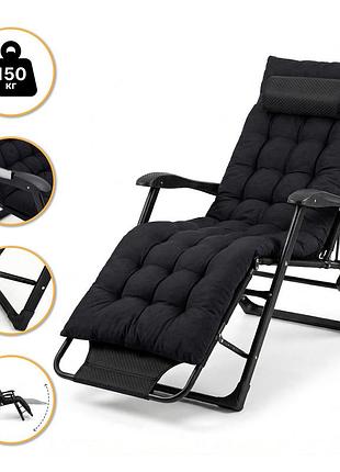 Розкладне крісло ліжко з подушкою leobro чорний (lb-fcb-g1-blk)