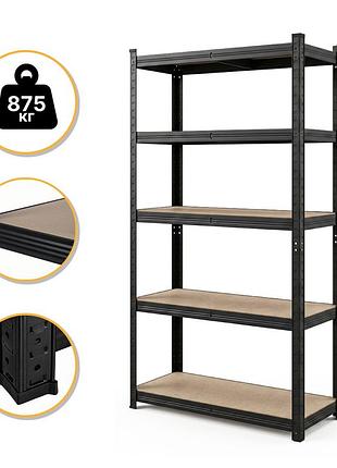 Стеллаж leobro premium black 200 х 90 х 40 см, 175кг/полка, 5 полок (lb-r128)