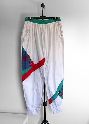 Винтажные спортивные штаны vintage 80-90s cotton track pants graphic colorblock retro sweatpants white