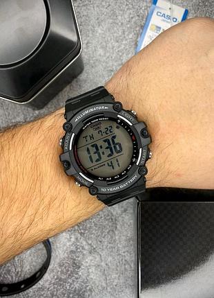Чоловічий електронний годинник casio ae-1500wh-1a чорний, 10 atm